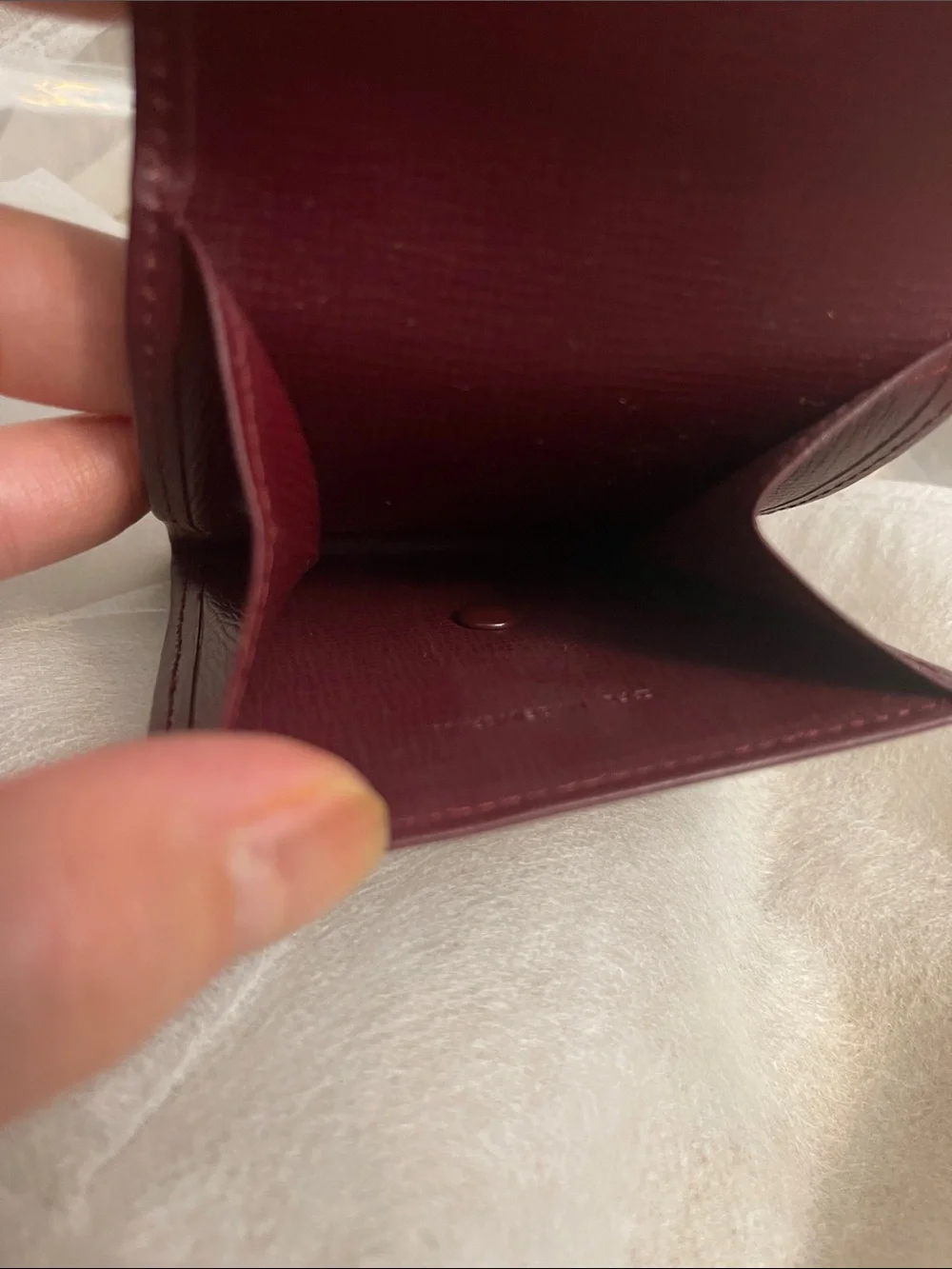 Cartier Burgundy Leather Wallet with Gold Corners